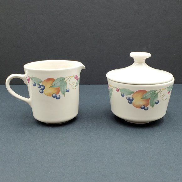 Corning Abundance Creamer Sugar Bowl Corelle Fruit Pattern Cream Sugar Set - Picture 3 of 9